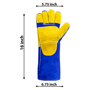 Guantes de seguridad de piel de vaca de palma completa con logotipo personalizado, guantes de barbacoa resistentes a la abrasión ignífugos - Product Image 6