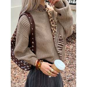 Suéter de Punto Vintage para Mujer con Hombros Descubiertos y Lazos Suaves, 100% Acrílico, Anti-Pilling - Product Image 5