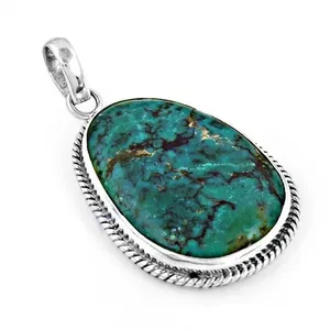925 Sterling Silver Turquoise Pendant for Women Elegant Gemstone Crystal Necklaces Jewelry - Product Image 1