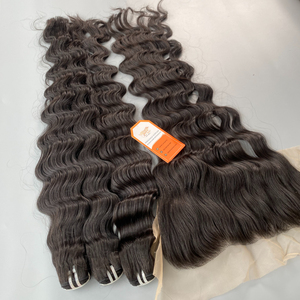 Venta al por mayor de extensiones de cabello humano vietnamita de alta calidad sensación de mano suave máquina de trama doble paquetes de cabello ondulado crudo 30 pulgadas - Product Image 5