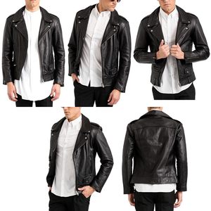 แจ็กเก็ตนักขี่จักรยานนักแข่งรถคาเฟ่แนววินเทจของแท้สำหรับผู้ชายหนังแกะแท้สีดำสไตล์ทุกข์สำหรับขี่มอเตอร์ไซค์ - Product Image 6