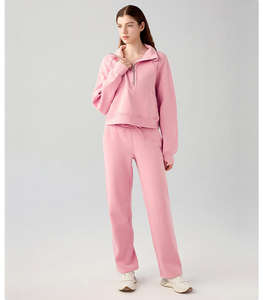 Sudadera extragrande con media cremallera para mujer, sudadera informal para correr, cuello alto, forro polar cálido, cremallera corta 3D, deportes para mujer - Product Image 2