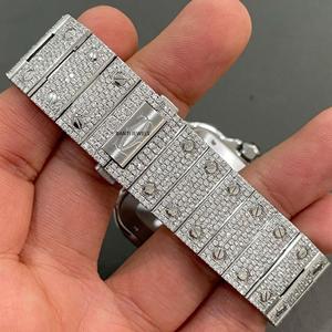 Luxury Square Antique Iced Moissanite <b>Watch</b> VVS1 Hip Hop Stainless Steel 20mm Band Glass Dial Eco-Friendly Dual Movement ETA - Product Image 2