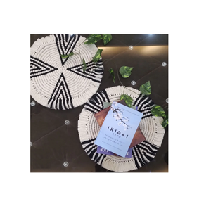 American Style Round Shape Handmade Macrame Placemats in Gray Color <b>Table</b> <b>Coaster</b> for Dinner Home Decor Accessories - Product Image 5