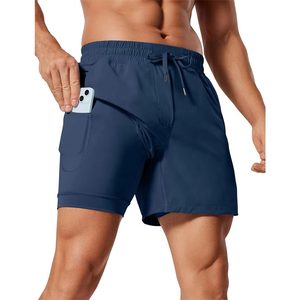 Mens Dual <b>Layer</b> Running Shorts Workout Training Shorts with Compression Inner Liner Quick Dry Gym Wear OEM ODM services - Product Image 5