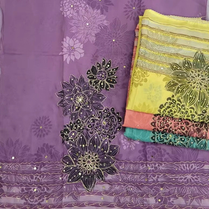 Costume de créateur non cousu pour femme 100% polyester pur organza léger et luxueux tissu imprimé respirant pour les événements spéciaux - Product Image 1