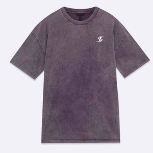T-shirt homme délavé à l'acide, style vintage, avec logo personnalisé, coton de qualité supérieure - Product Image 3