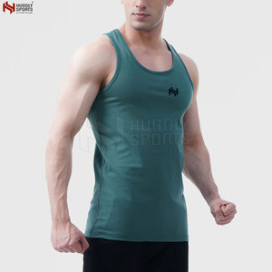 Camiseta sin mangas de entrenamiento informal para hombre HUGGLY SPORTS del fabricante de Pakistán, ropa de ejercicio de gimnasio transpirable de secado rápido de poliéster/algodón caliente - Product Image 3