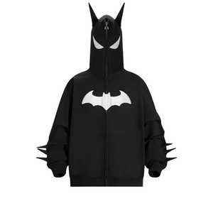 Sweat-shirts à capuche surdimensionnés en coton Batman Y2k personnalisés avec fermeture éclair pour hommes, de haute qualité, vente en gros, respirants, sweat-shirts Y2K pour l'hiver, décontractés à capuche - Product Image 1