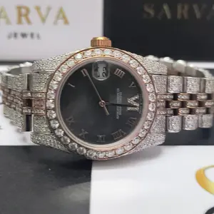 Relógio mecânico de luxo VVS diamante relógio de aço inoxidável personalizado vvs moissanite diamante relógio mecânico para homem