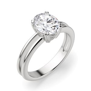 Ensemble de mariée solitaire en diamant coupe ovale pour femme - Product Image 4