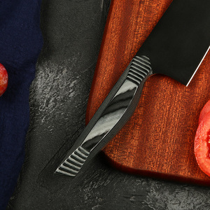 Oem Damasco acero Chef tallado cuchillo fileteado herramientas personalizado antiadherente patrón hoja cocina Pakkawood rebanador cuchillos - Product Image 5