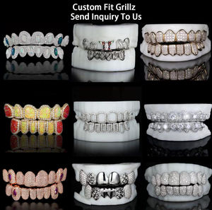 Grillz en or blanc élégant avec diamants en moissanite, étincelant et brillant, design haut de gamme et bijoux polis - Product Image 3