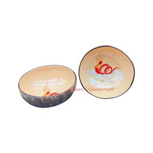 Ensemble de bols décoratifs faits à la main en noix de coco laque du Vietnam et incrustation de nacre produit cadeau de haute qualité - Product Image 4
