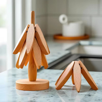 Ensemble de dessous-de-plat et sous-verres en bois de noyer, napperons naturels et accessoires décoratifs de cuisine résistants à la chaleur