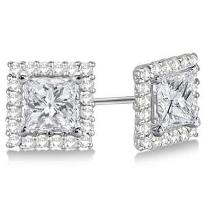 14K White Gold <b>Square</b> <b>Diamond</b> <b>Earring</b> Jackets Pave-Set 1.01ct Elegant <b>Diamond</b> Jewelry - Product Image 4