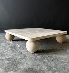 Base de esfera cuadrada de travertino Beige Natural, mesa de comedor para apartamento, diseño moderno, resistente al fuego, revestimiento de pared de Hotel hecho a mano - Product Image 3