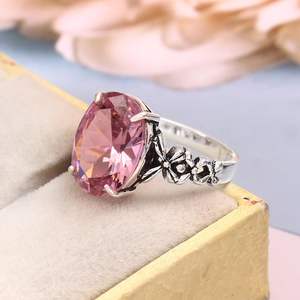 Anillo Vintage de Topacio Rosa, Hecho a Mano, Plata de Ley 925, Piedra de Nacimiento de Noviembre, Joyería Elegante para Mujer - Product Image 6