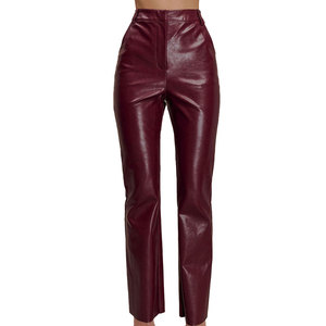 กางเกงหนังแท้ทรงตรงเอวกลางสำหรับผู้หญิง ใส่สบาย ระบายอากาศได้ดี เป็นมิตรกับสิ่งแวดล้อม น้ำหนักเบา ทันสมัย เหมาะสำหรับฤดูหนาว - Product Image 1