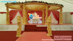 ของตกแต่งงานแต่งงานแบบสร้างสรรค์นายกเทศมนตรี Mandap พร้อมโดมหรูหรางานแต่งอินเดียงานฝีมือทำจากไม้หัตถกรรมฮินดู Mandap switerslanduk - Product Image 6