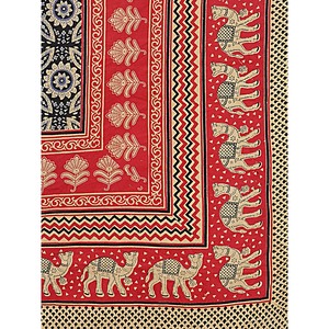 Black 100% Cotton 240 TC Super King Size <b>Bedsheet</b> with 2 Pillow Covers Ethnic Motifs <b>4</b>-Piece Set (SHKV1087) for Home Use - Product Image 5