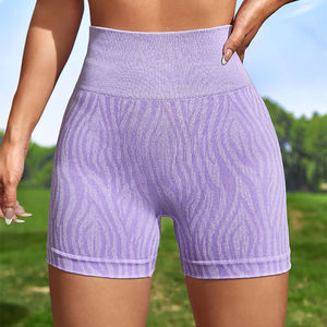 Pantalones cortos de bicicleta de cintura alta para mujer con malla lateral transpirable Scrunch Butt Gym Yoga Shorts - Product Image 2