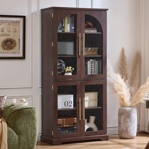 Vitrine de luxe <span class=keywords><strong>en</strong></span> <span class=keywords><strong>bois</strong></span> pour salon, meuble de salon avec portes vitrées, vitrine pour rangement d'objets anciens à domicile DR539 - Product Image 6