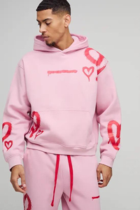 Sweat-shirts en coton 100% de haute qualité, 400 GSM, surdimensionnés, lourds, streetwear, imprimé graphique personnalisé, sweat-shirt pour homme - Product Image 3