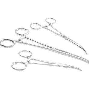 Fórceps de hemostasia médica de acero inoxidable curvo de 14cm, instrumentos quirúrgicos manuales - Product Image 3