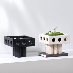 Planteur en marbre de grande qualité à prix raisonnable pour la décoration de plantes de table, ajoutant de la sophistication à l'aménagement intérieur. - Product Image 2