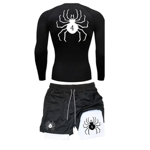 Ensemble de Compression vêtements de sport pour hommes respirant séchage rapide Gym Shorts + chemise 2 pièces 100% coton course entraînement été Sport costume - Product Image 3