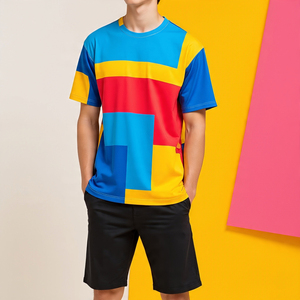 Summer Sublimation Full Sleeve <b>T</b>-<b>Shirt</b> Jogger <b>Shorts</b> <b>Set</b> for <b>Men</b> Custom Printed Solid Breathable Eco-Friendly 2 in 1 <b>Design</b> - Product Image 5