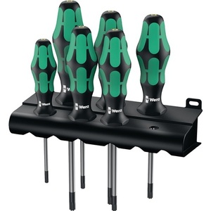 Wera 6-Piece <b>TORX</b> <b>Screwdriver</b> Set with Bore 2-Component Handle Round Blade-367/6 - Product Image 1