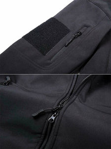 High Custom Designed Men's Hooded Softshell Jacket Windproof Windbreaker Heated Lightweight Nylon Zipper Long <b>Fleece</b> Sports - Product Image 4