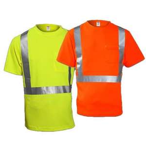ANSI Hi Vis Reflective Safety T-<b>Shirt</b> for <b>Men</b> Breathable Waterproof Fluorescent <b>Thermal</b> for Airport Traffic Roadway Security - Product Image 1