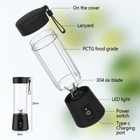 Portable Mini En Acier Inoxydable Smoothie Blender Tasse 400ml USB Rechargeable Électrique Presse-agrumes Bouteille Protéine Shake Mélangeur 6 Sans BPA