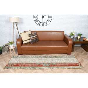 Vintage <b>Runner</b> Rug 2.2x7.5 ft (67x228 cm), Turkish <b>Red</b> Moroccan Wool Rug - Product Image 2