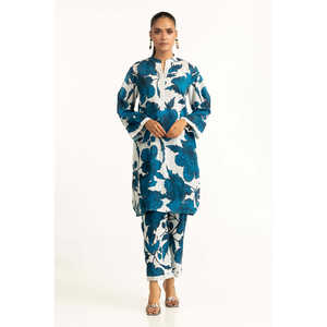 Ensemble coordonné en coton à rayures verticales imprimées, tenue décontractée 2 pièces pour le printemps/été, taille XS - IPST-44466 - Product Image 1