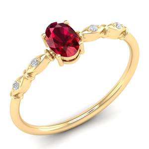 Anillo de Compromiso de Plata de Ley 925 con Moissanita de Diseño Original REYES, Corte Ovalado, Gema de Rubí de 0.5 Quilates, Joyería Fina - Product Image 2