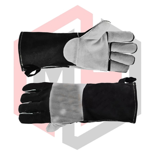 Gants de soudage résistants à la chaleur en cuir de vachette noir gris paume ergonomique ajustement antistatique épaisseur 7 oz longueur 16 pouces - Product Image 2