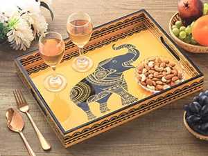 Bandeja de servicio de tablero MDF hecha a mano india con mango en forma de rectángulo, diseño moderno, respetuoso con el medio ambiente, apto para lavavajillas, uso en fiestas - Product Image 4