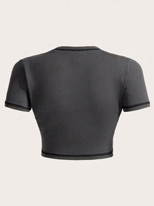 Venta al por mayor de algodón personalizado sexy casual lavado ácido retro transpirable sublimación crop tops para mujeres Crop Top camiseta - Product Image 6