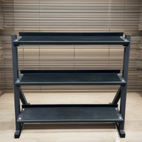 Support de Rangement Professionnel à Trois Niveaux en Métal pour Kettlebells et Haltères – Conception Sécurisée pour Usage Commercial en Salle de Sport