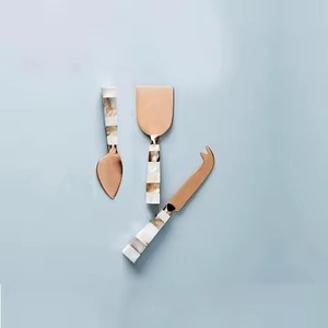 Juego de cuchillos de queso de acero inoxidable con mango relleno de resina blanca y negra espejo pulido moderno lujo Apto para lavavajillas para el desayuno - Product Image 2