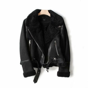 Veste en cuir véritable de luxe pour femmes doublure chaude col en fourrure manteau d'hiver vêtements d'extérieur élégants mode tendance en cuir véritable - Product Image 2