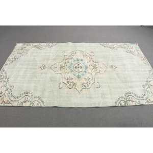 Tapis turc vintage 4x7,3 pieds, tapis en laine verte - Product Image 2