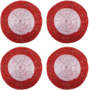 High Quality 36\" Glass Beaded Dining <b>Table</b> <b>Coaster</b> Set Hand Beaded Work With Custom Floral Design Low Price Christmas Mat/Pad - Product Image 1