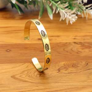 Bracelets de manchette Boho en laiton Phase de lune, bracelets gravés EvilEye & Floral, bijoux spirituels réglables en or pour femmes - Product Image 2