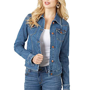 Gran oferta, chaqueta vaquera de estilo Vintage para mujer, Chaquetas vaqueras recortadas plisadas lavadas con piedra personalizadas, relleno de algodón - Product Image 1