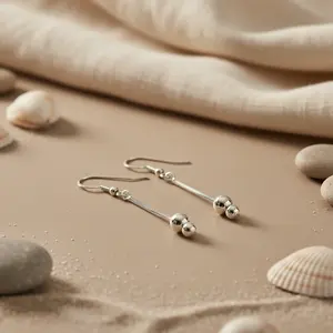 Dainty 925 Silver Ball <b>Drop</b> <b>Earrings</b> for Women <b>Fashion</b> Jewelry - Product Image 2